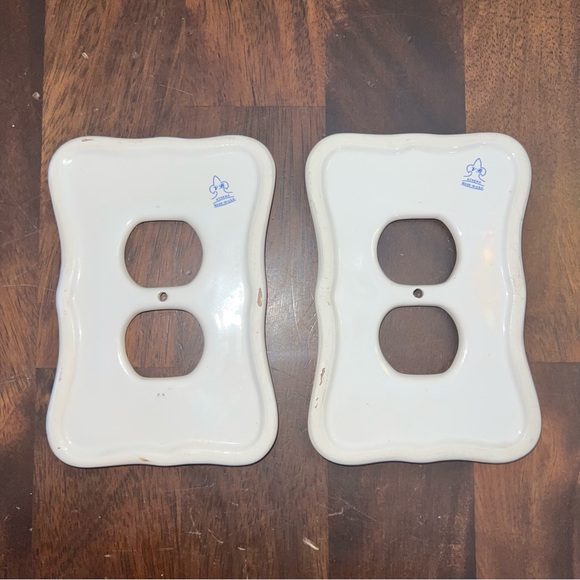 VB Athena Vintage Decor Ceramic Porcelain 2 Outlet Wall Cover Seashell Beach - Picture 5 of 6